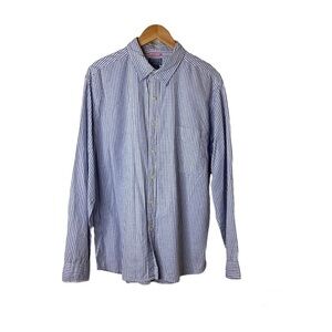 The Original Arizona Jean Co Button Up Shirt Mens Size L Blue White Plaid Cotton